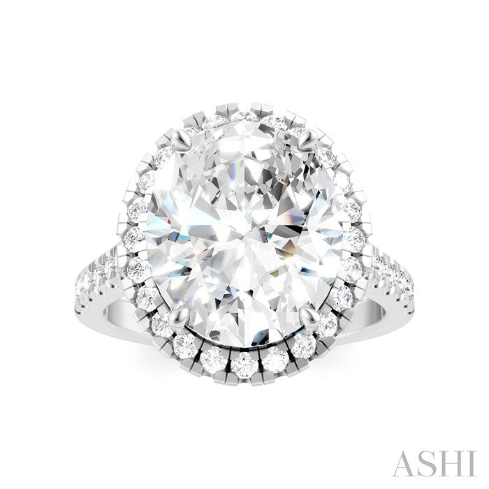 Oval Shape Semi-Mount Halo Diamond Engagement Ring