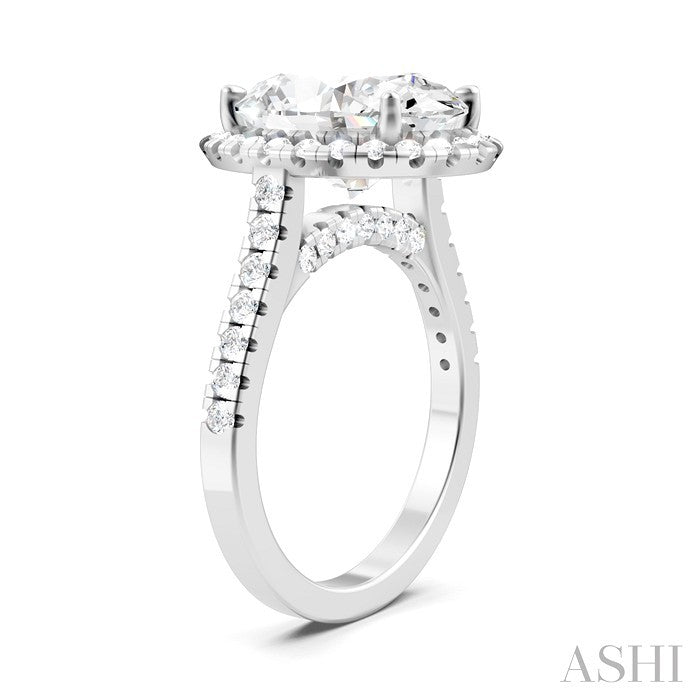 Oval Shape Semi-Mount Halo Diamond Engagement Ring