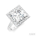 Princess Shape Semi-Mount Halo Diamond Engagement Ring