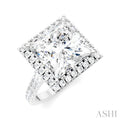 Princess Shape Semi-Mount Halo Diamond Engagement Ring