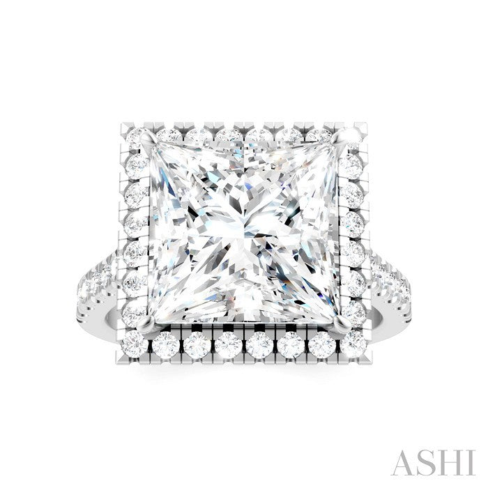Princess Shape Semi-Mount Halo Diamond Engagement Ring