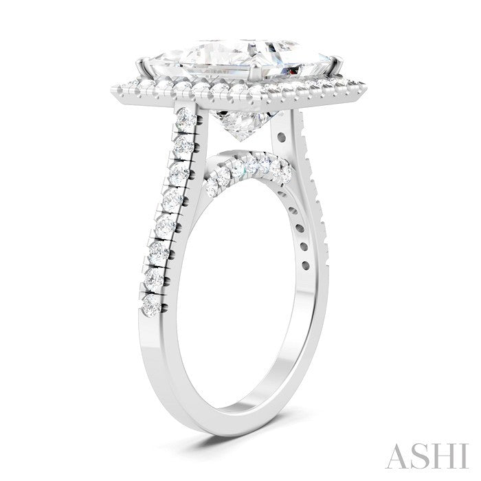 Princess Shape Semi-Mount Halo Diamond Engagement Ring