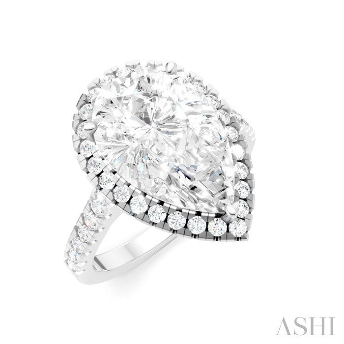 Pear Shape Semi-Mount Halo Diamond Engagement Ring