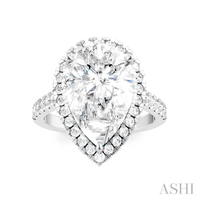 Pear Shape Semi-Mount Halo Diamond Engagement Ring