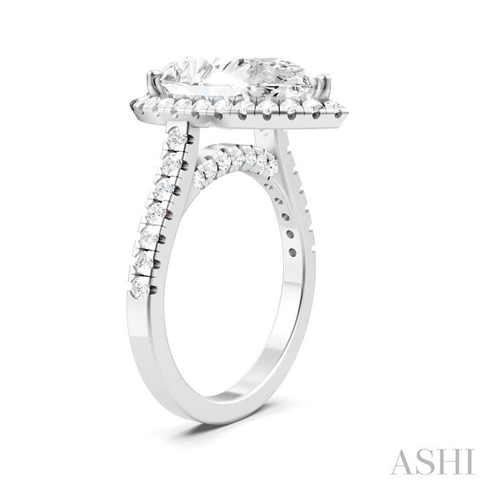Pear Shape Semi-Mount Halo Diamond Engagement Ring