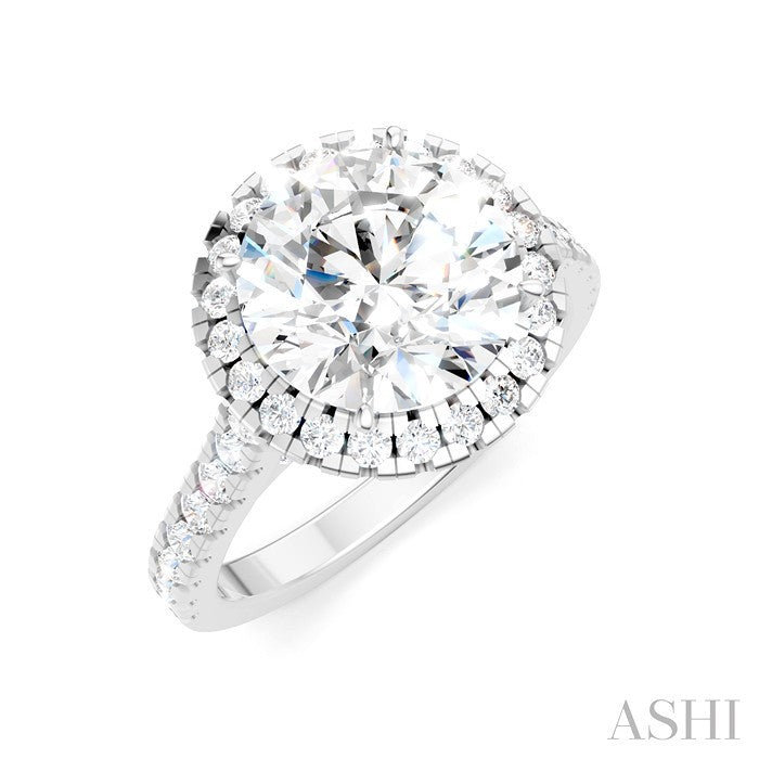 Round Shape Semi-Mount Halo Diamond Engagement Ring