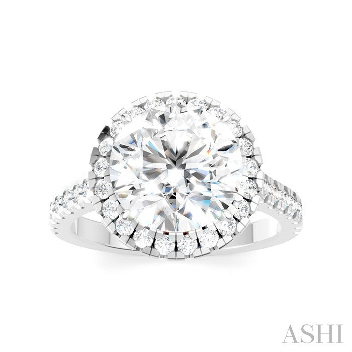 Round Shape Semi-Mount Halo Diamond Engagement Ring