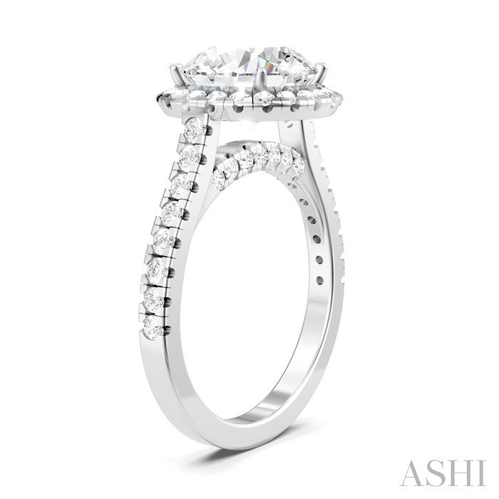 Round Shape Semi-Mount Halo Diamond Engagement Ring