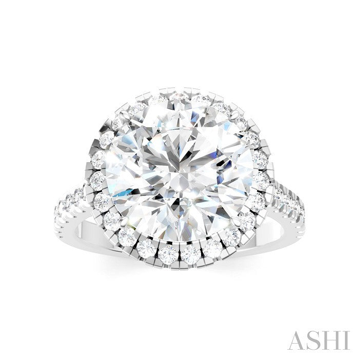 Round Shape Semi-Mount Halo Diamond Engagement Ring