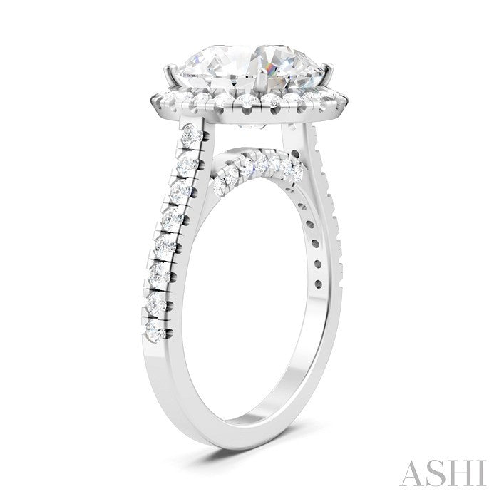 Round Shape Semi-Mount Halo Diamond Engagement Ring