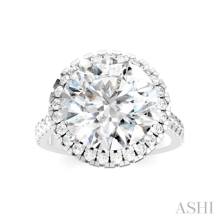 Round Shape Semi-Mount Halo Diamond Engagement Ring