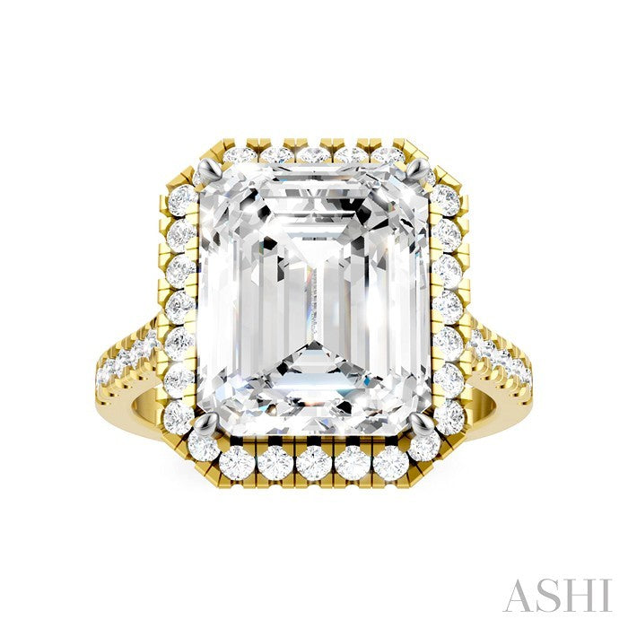 Emerald Shape Semi-Mount Halo Diamond Engagement Ring