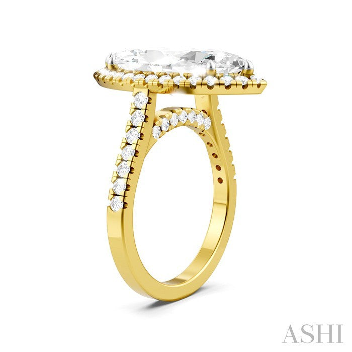 Marquise Shape Semi-Mount Halo Diamond Engagement Ring