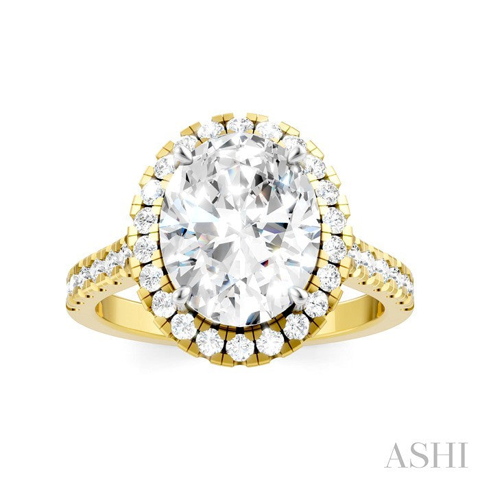 Oval Shape Semi-Mount Halo Diamond Engagement Ring