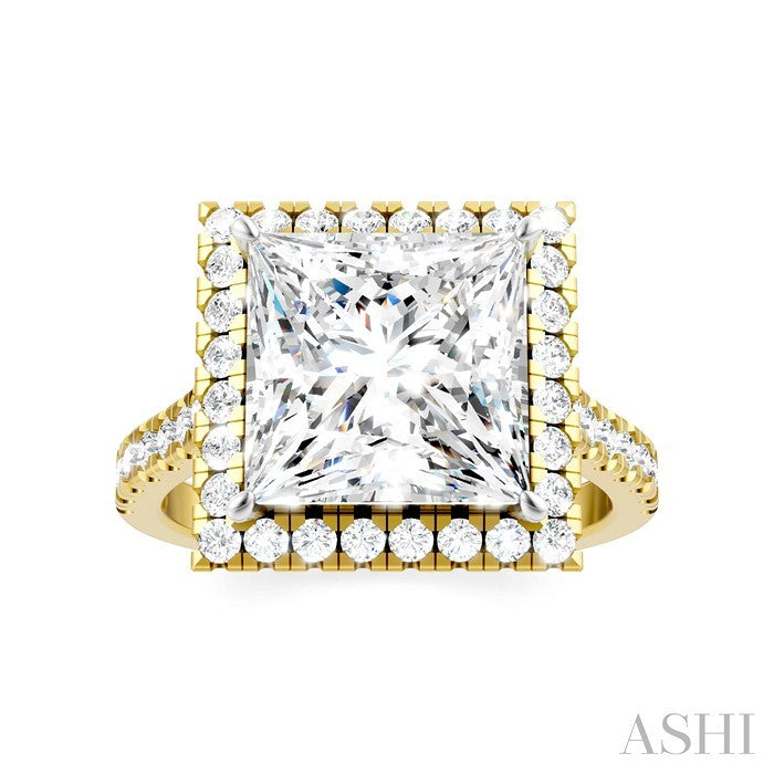 Princess Shape Semi-Mount Halo Diamond Engagement Ring