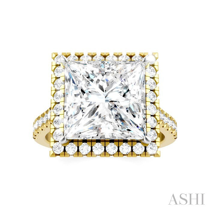 Princess Shape Semi-Mount Halo Diamond Engagement Ring