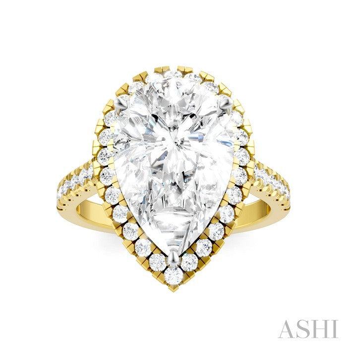 Pear Shape Semi-Mount Halo Diamond Engagement Ring