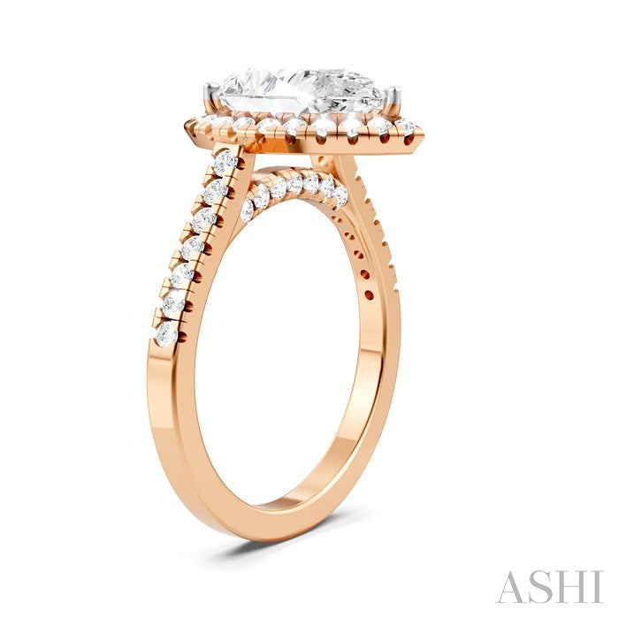 Pear Shape Semi-Mount Halo Diamond Engagement Ring
