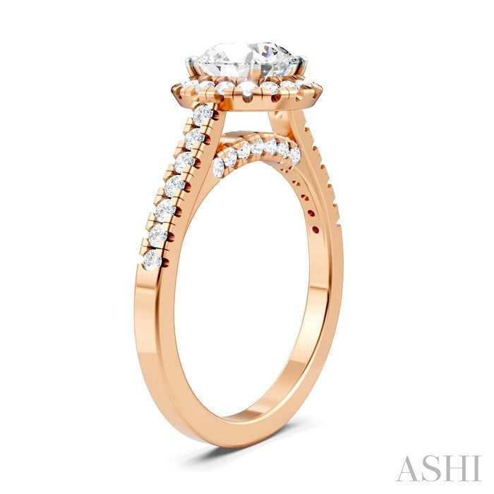 Round Shape Semi-Mount Halo Diamond Engagement Ring