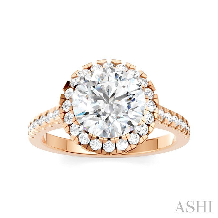 Round Shape Semi-Mount Halo Diamond Engagement Ring