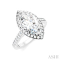 Marquise Shape Semi-Mount Halo Diamond Engagement Ring