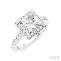 Princess Shape Semi-Mount Halo Diamond Engagement Ring