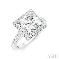 Princess Shape Semi-Mount Halo Diamond Engagement Ring
