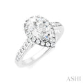 Pear Shape Semi-Mount Halo Diamond Engagement Ring