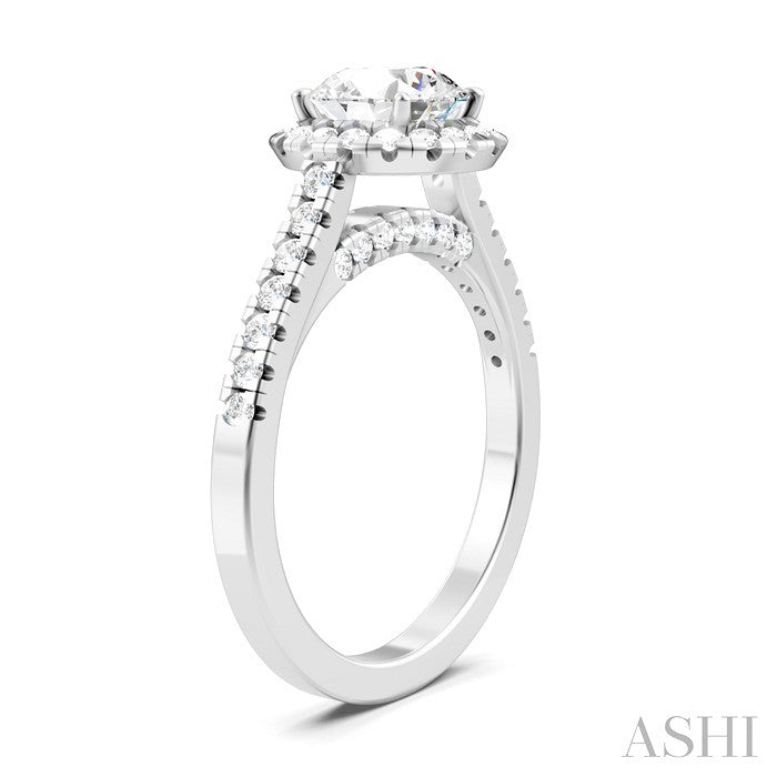 Round Shape Semi-Mount Halo Diamond Engagement Ring