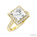 Princess Shape Semi-Mount Halo Diamond Engagement Ring