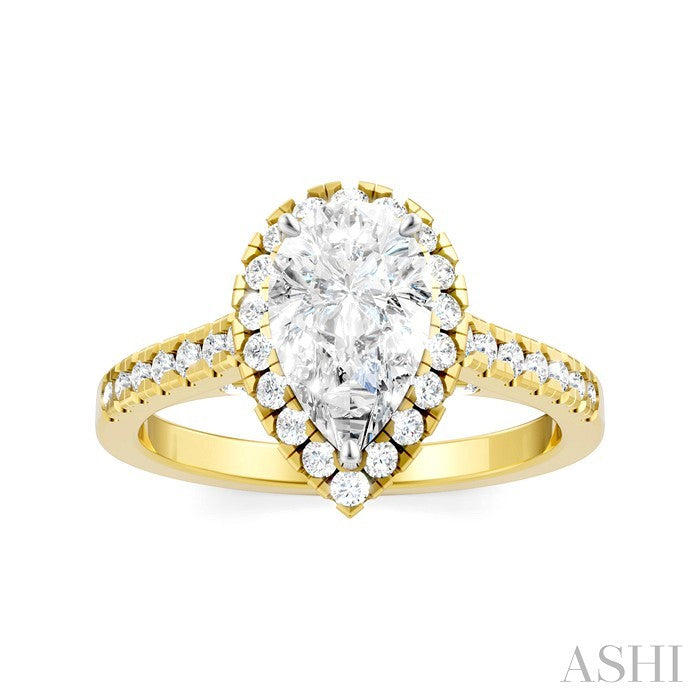 Pear Shape Semi-Mount Halo Diamond Engagement Ring