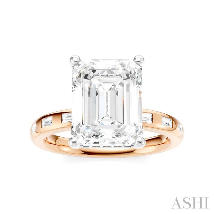 Emerald Shape Semi-Mount Diamond Engagement Ring