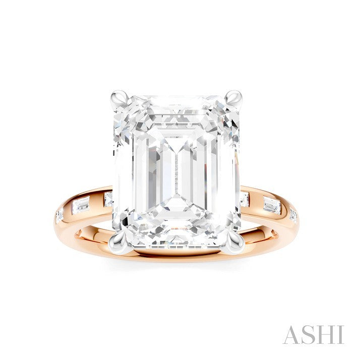 Emerald Shape Semi-Mount Diamond Engagement Ring
