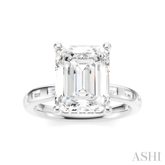 Emerald Shape Semi-Mount Diamond Engagement Ring