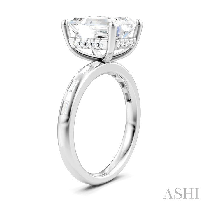 Emerald Shape Semi-Mount Diamond Engagement Ring