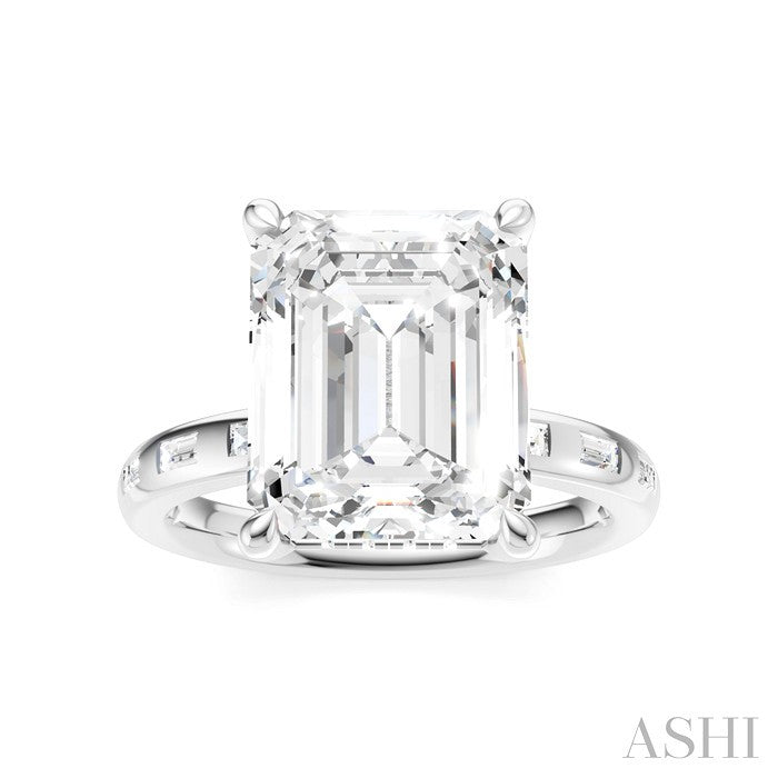 Emerald Shape Semi-Mount Diamond Engagement Ring
