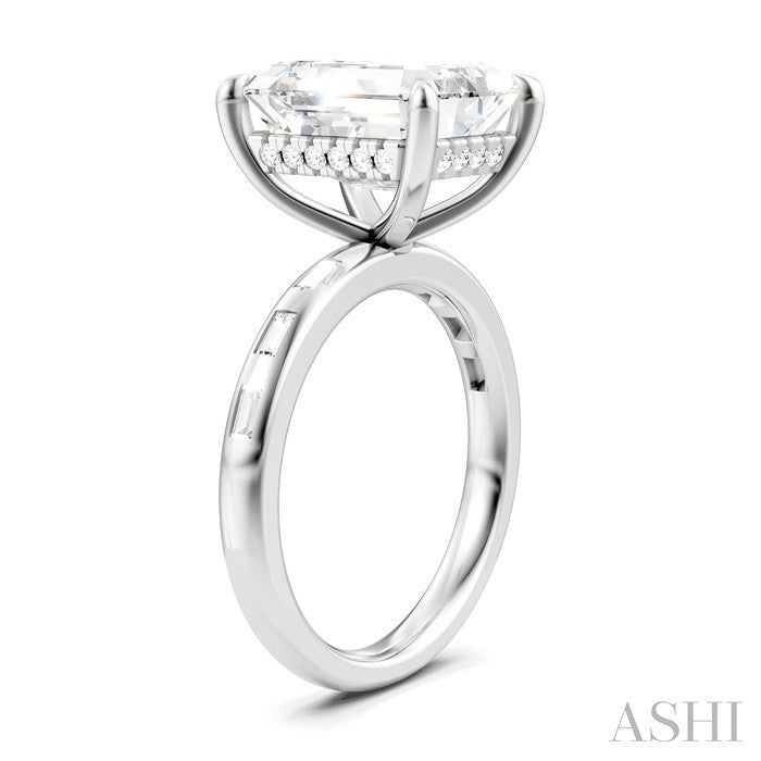 Emerald Shape Semi-Mount Diamond Engagement Ring
