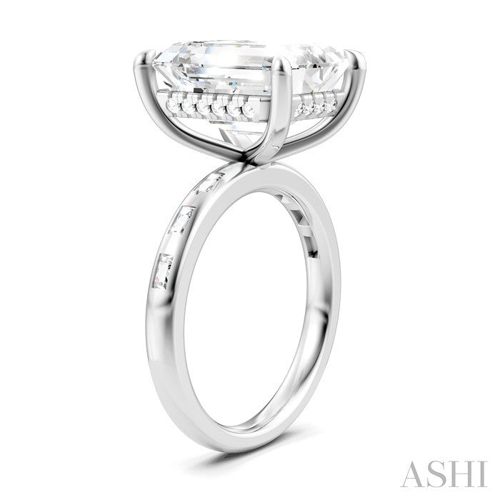 Emerald Shape Semi-Mount Diamond Engagement Ring