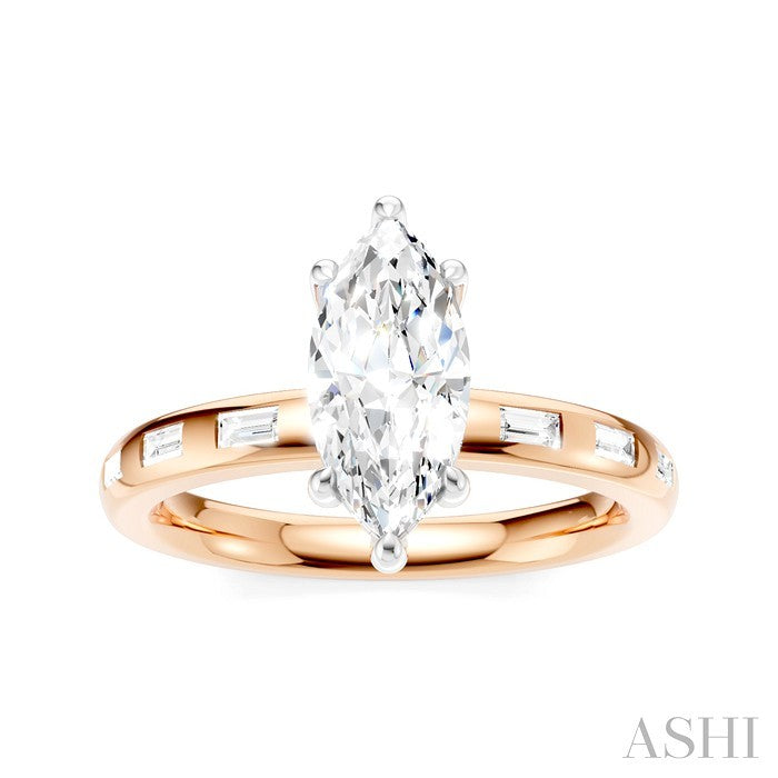 Marquise Shape Semi-Mount Diamond Engagement Ring