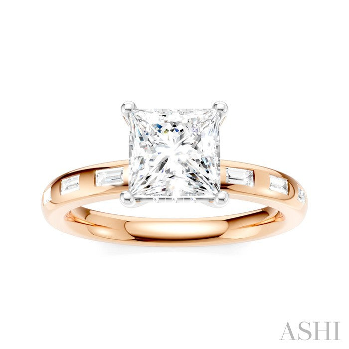 Princess Shape Semi-Mount Diamond Engagement Ring