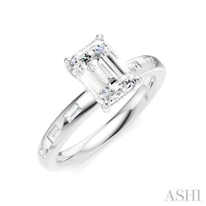 Emerald Shape Semi-Mount Diamond Engagement Ring