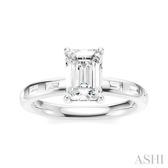Emerald Shape Semi-Mount Diamond Engagement Ring