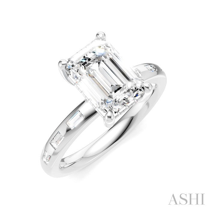 Emerald Shape Semi-Mount Diamond Engagement Ring