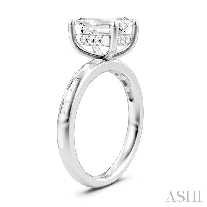 Emerald Shape Semi-Mount Diamond Engagement Ring