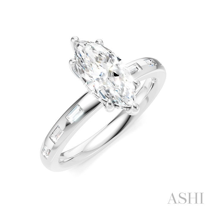 Marquise Shape Semi-Mount Diamond Engagement Ring