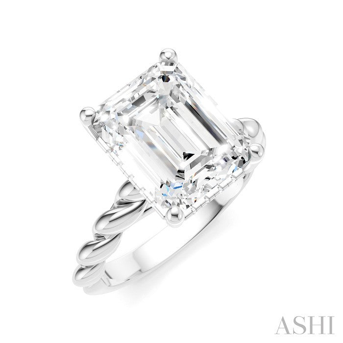 Emerald Shape Semi-Mount Diamond Engagement Ring