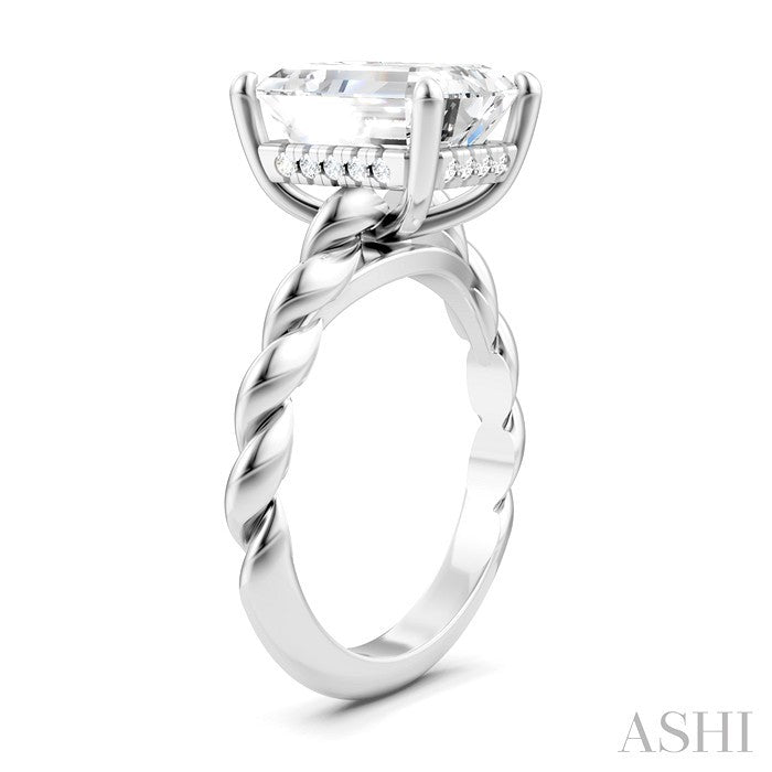 Emerald Shape Semi-Mount Diamond Engagement Ring