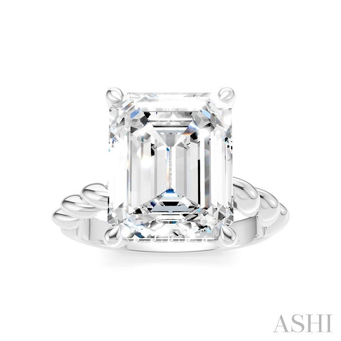 Emerald Shape Semi-Mount Diamond Engagement Ring