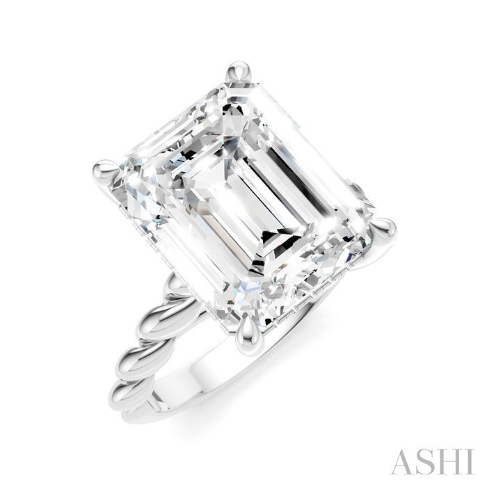 Emerald Shape Semi-Mount Diamond Engagement Ring