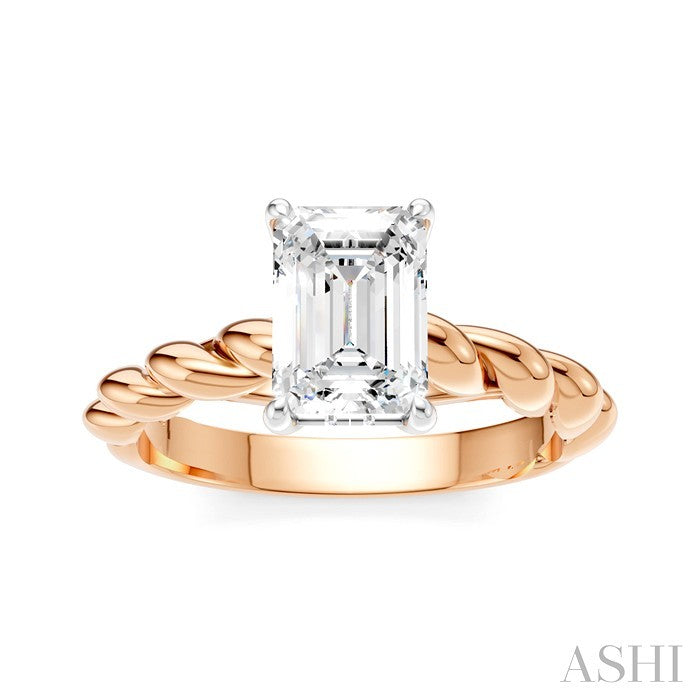 Emerald Shape Semi-Mount Diamond Engagement Ring